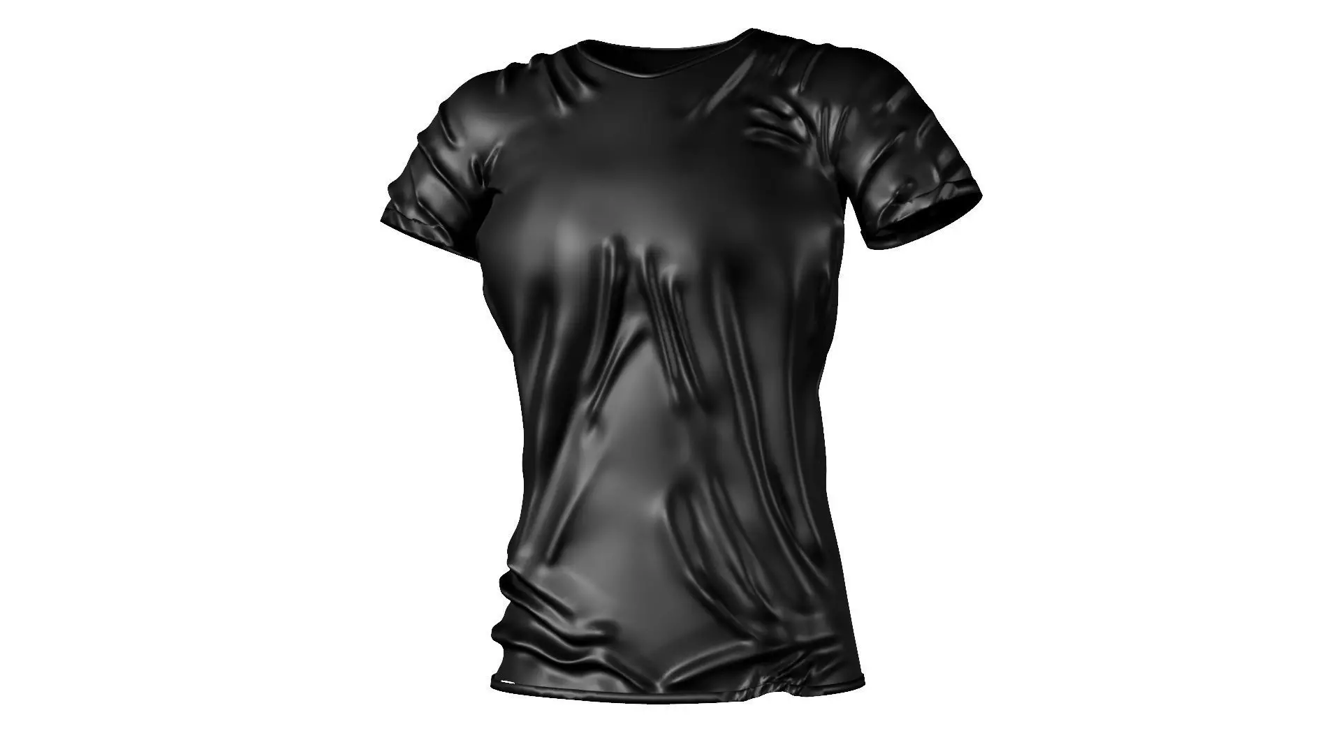 Black T-shirt for Female Low-poly 3D model_0