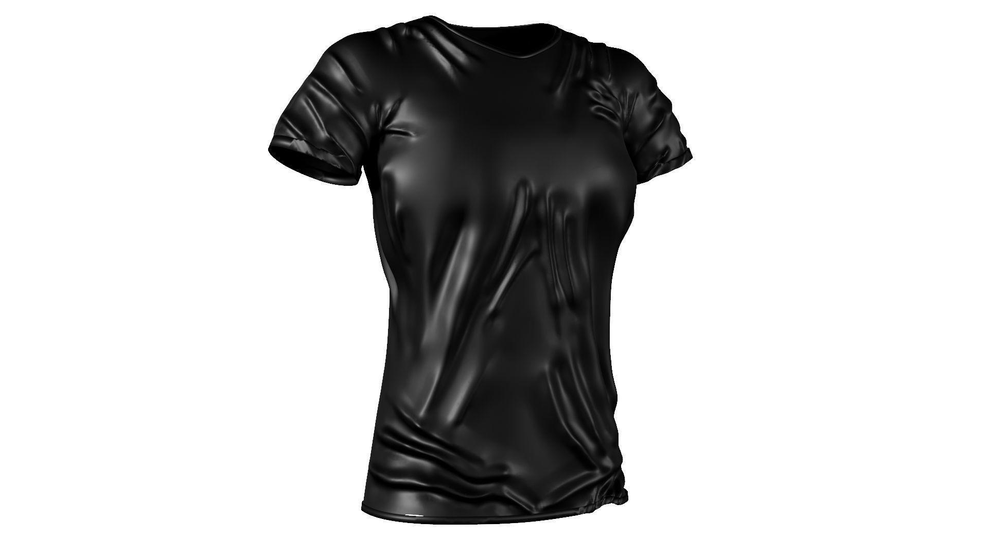 Black T-shirt for Female Low-poly 3D model_4