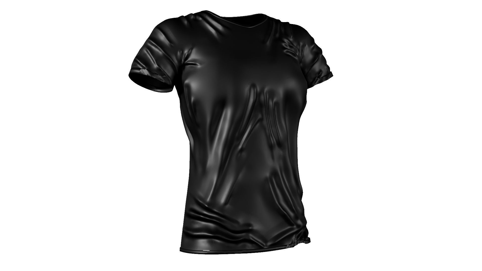 Black T-shirt for Female Low-poly 3D model_1