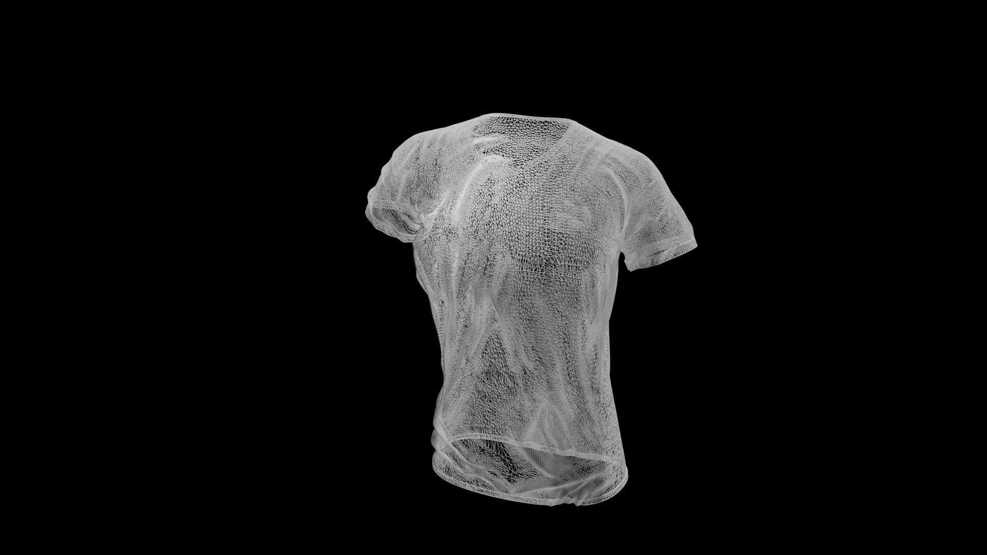 Black T-shirt for Female Low-poly 3D model_6