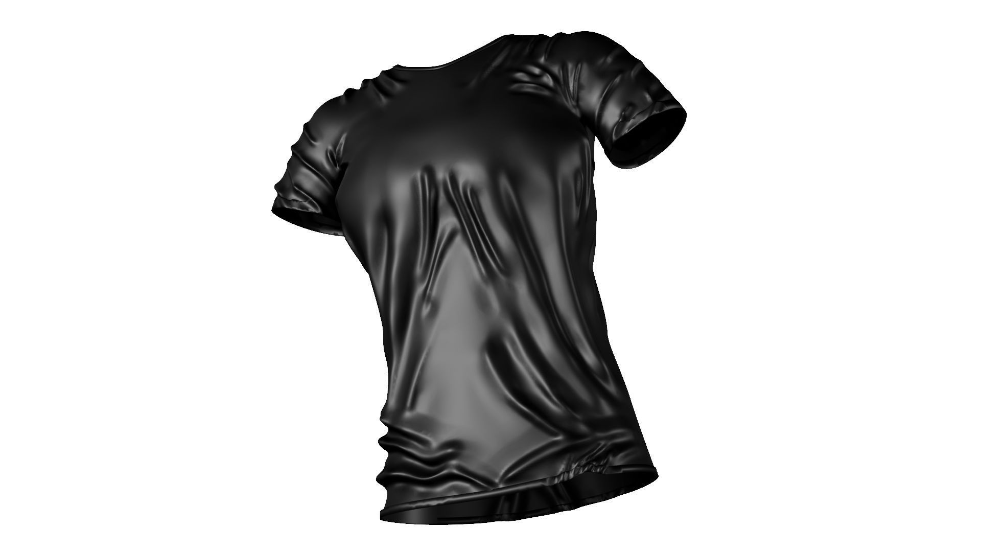 Black T-shirt for Female Low-poly 3D model_2