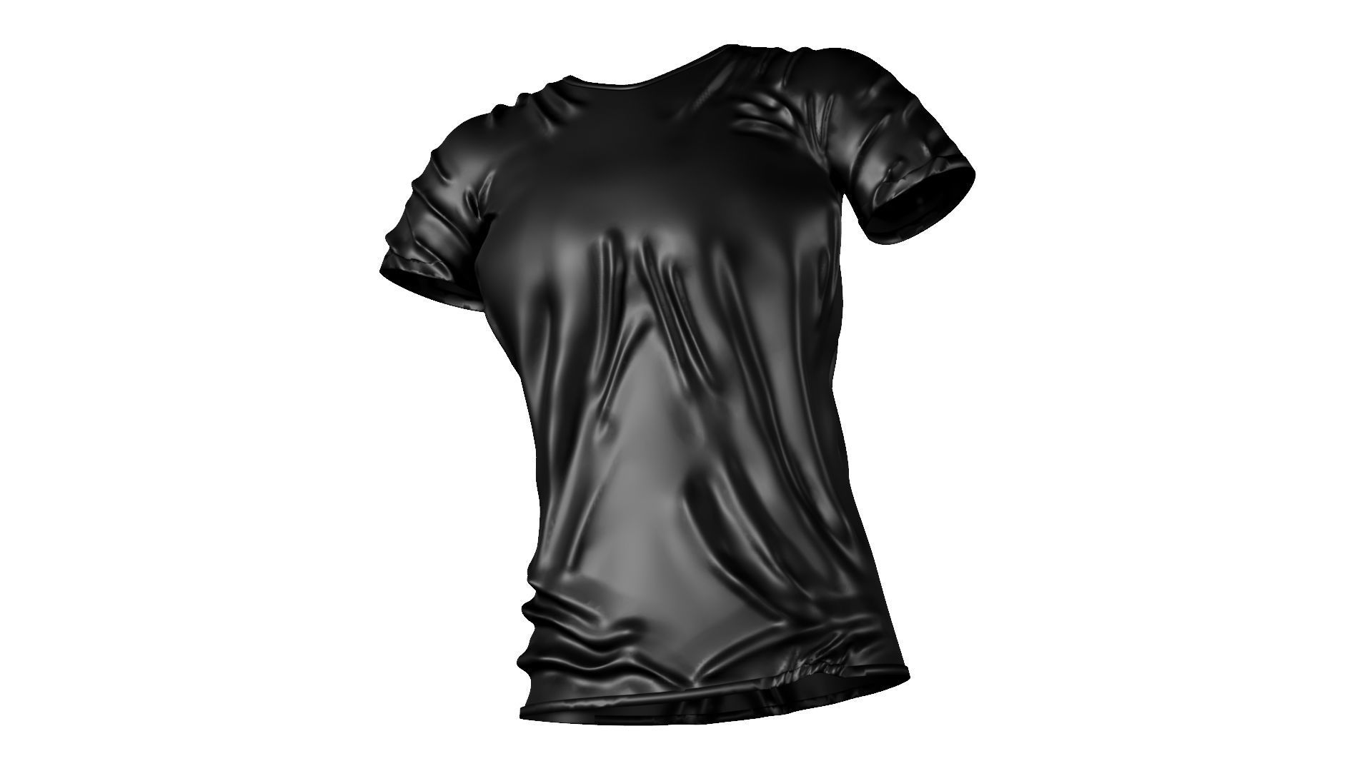 Black T-shirt for Female Low-poly 3D model_5