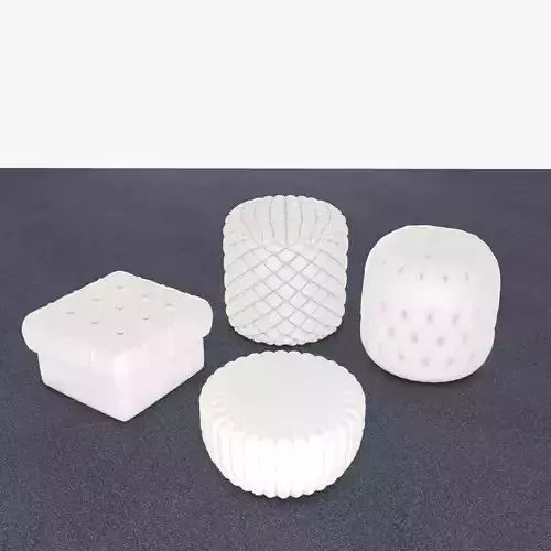 White leather tufted ottoman 3D Model Collection