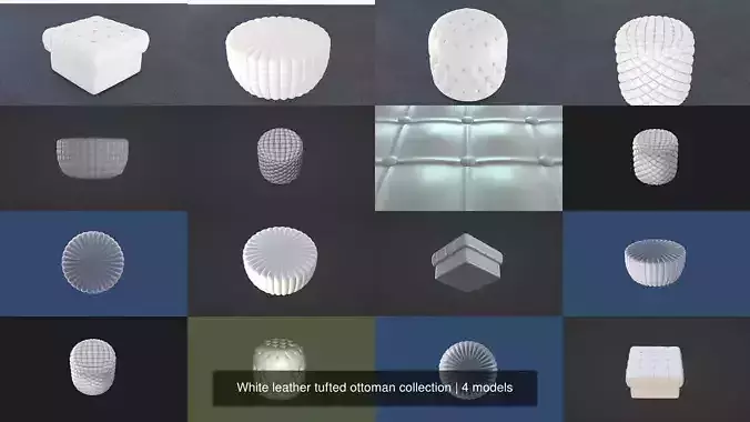 White leather tufted ottoman