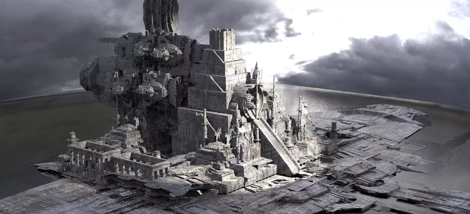 Towers of Ancient Past Aliens Return Kitbash 3D model_0