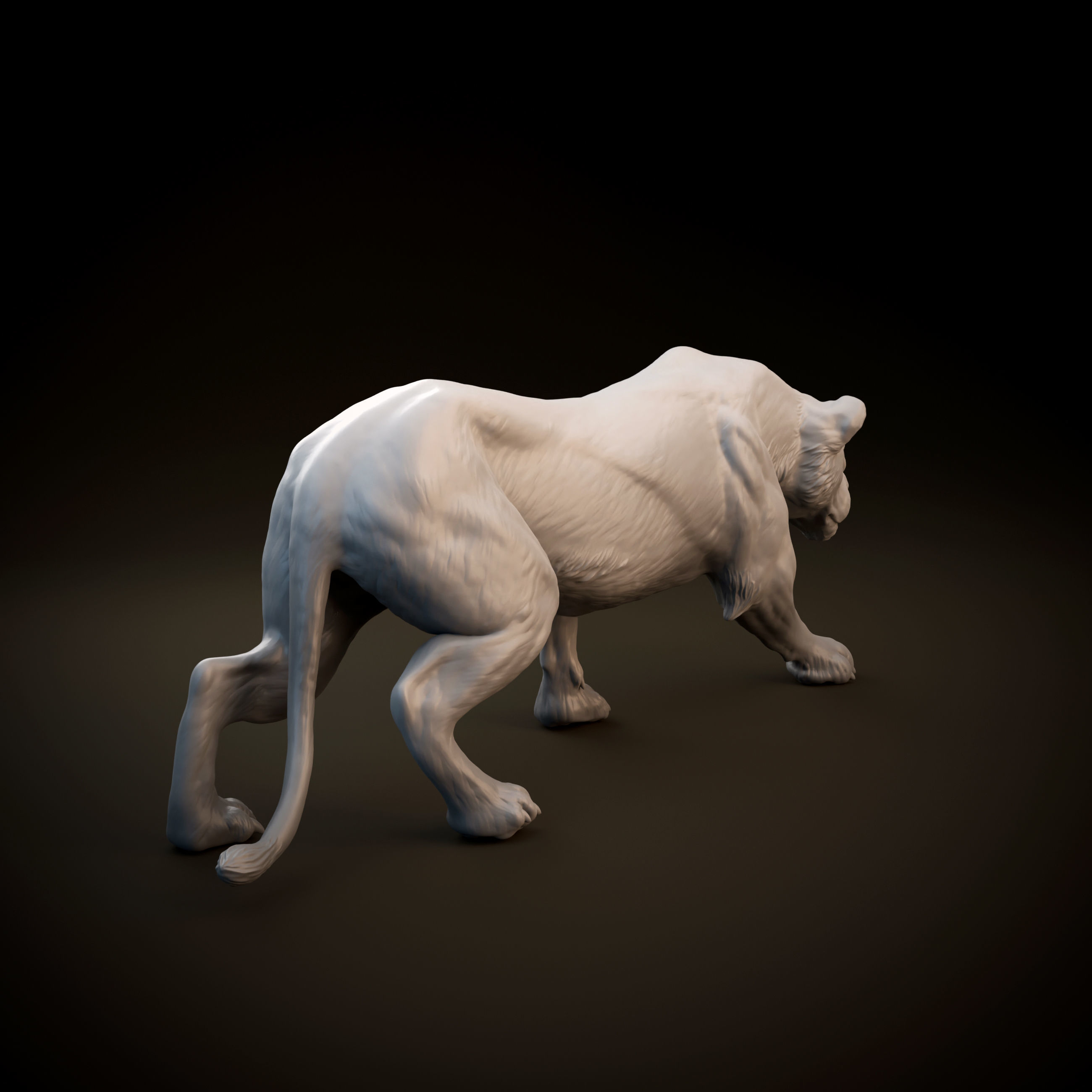 Lioness sneaking intended for 3D printing - pre supported 3D print model_4