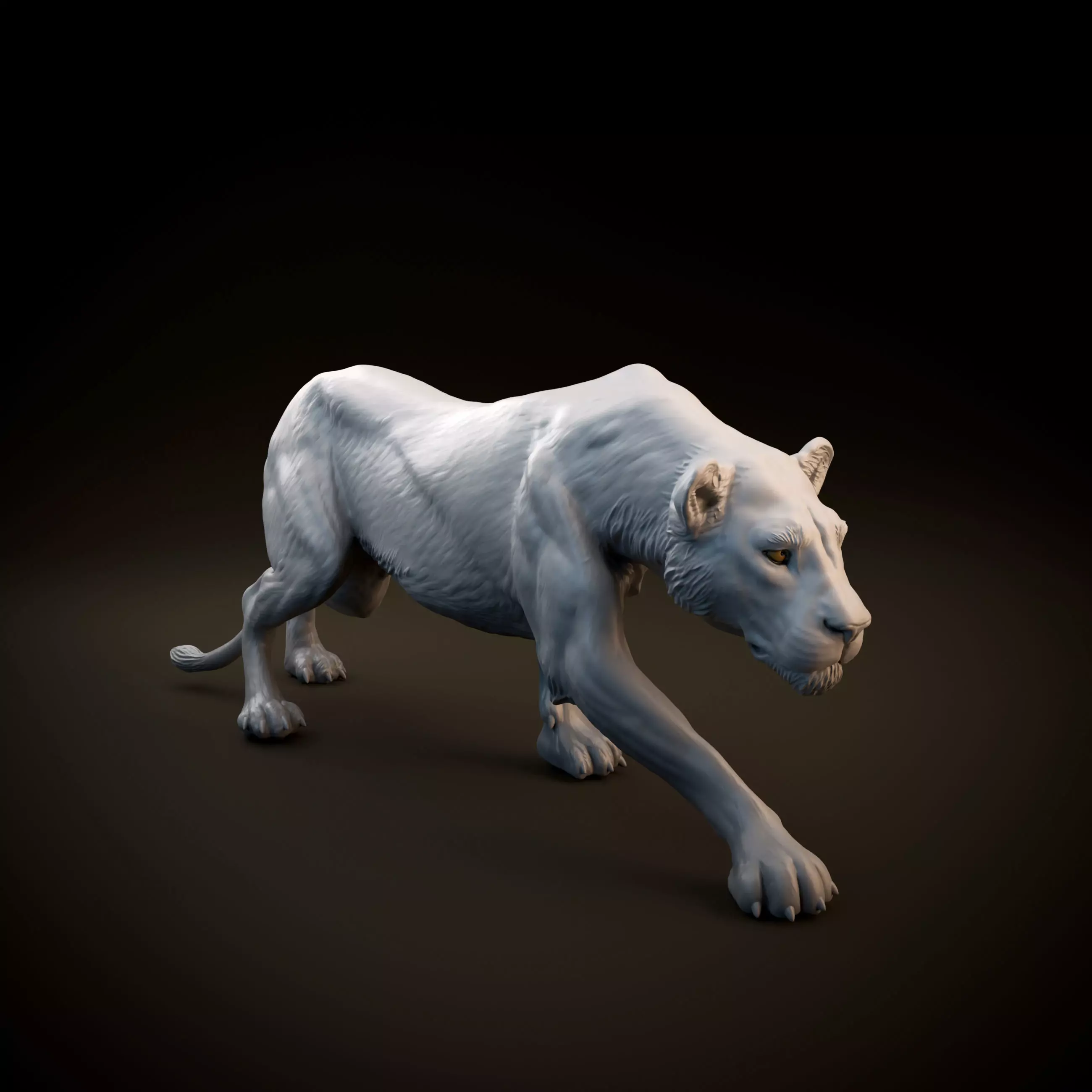 Lioness sneaking intended for 3D printing - pre supported 3D print model_0