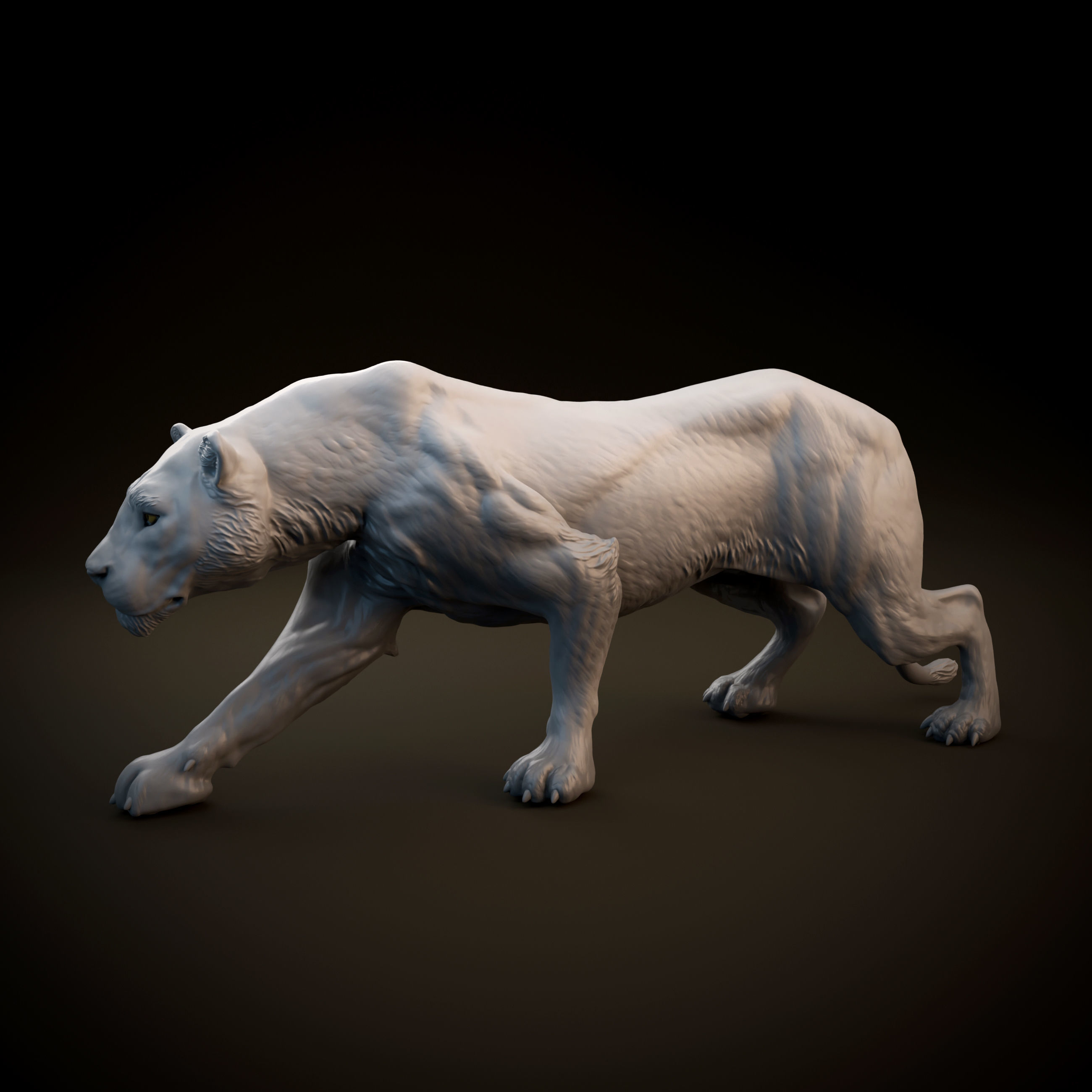 Lioness sneaking intended for 3D printing - pre supported 3D print model_1