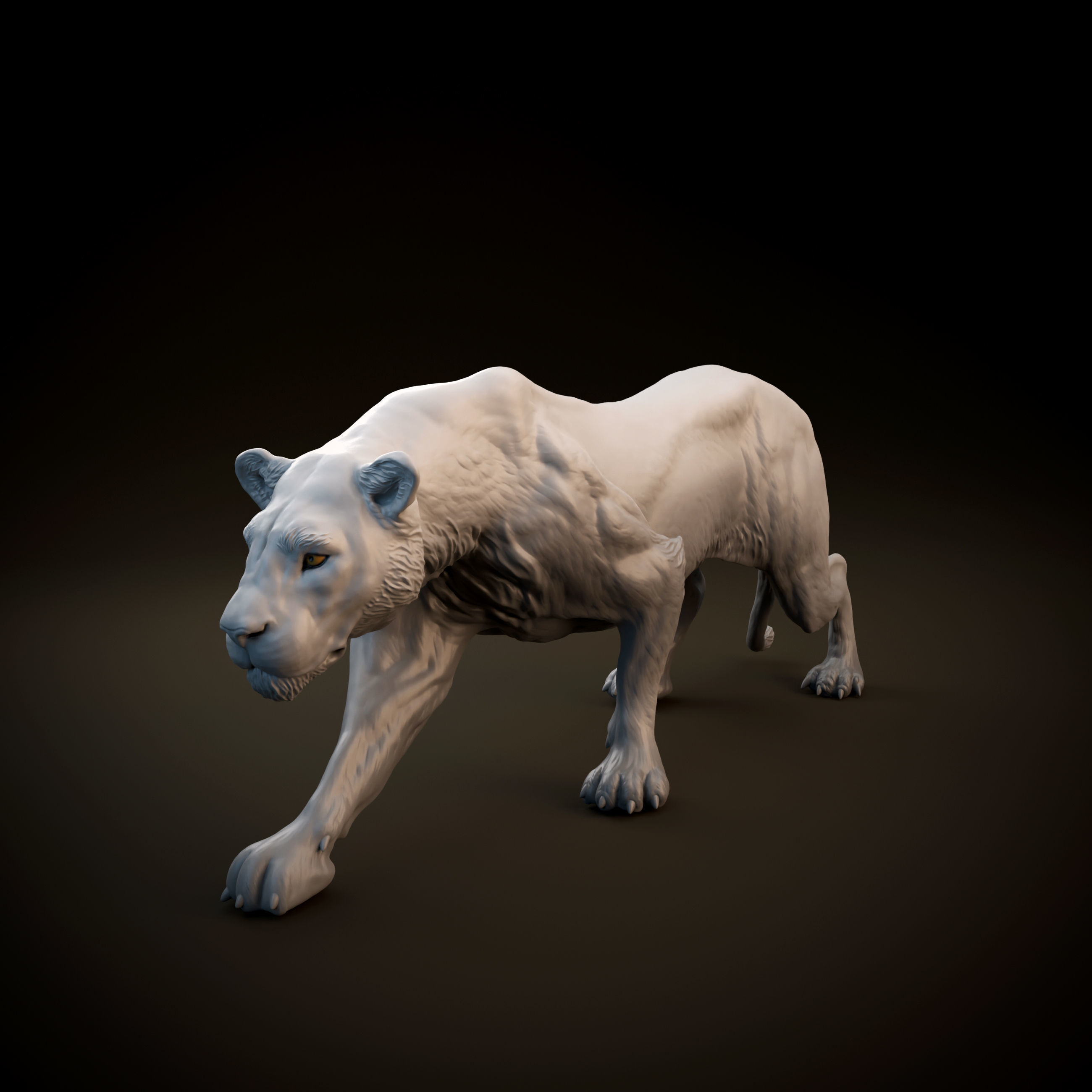 Lioness sneaking intended for 3D printing - pre supported 3D print model_6