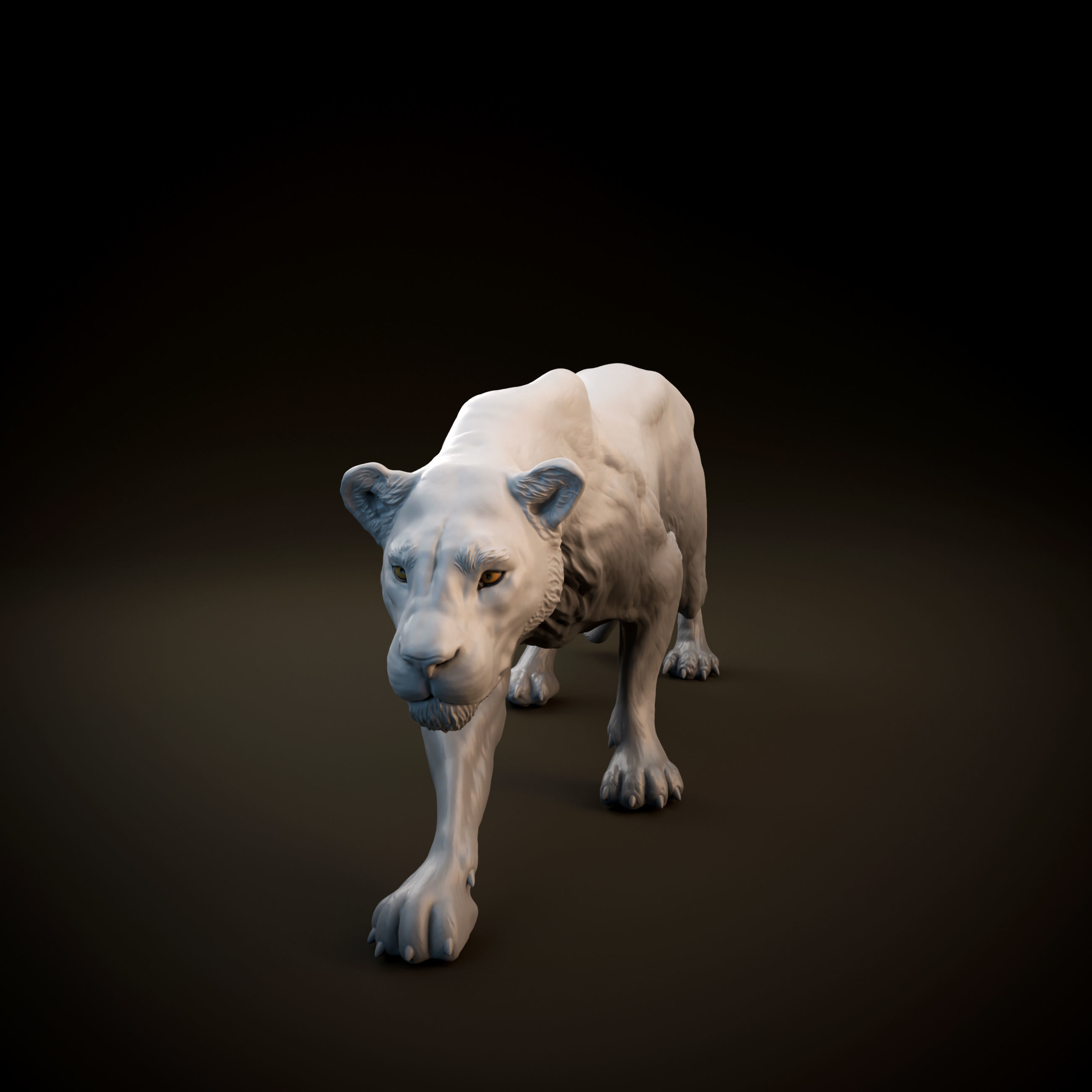 Lioness sneaking intended for 3D printing - pre supported 3D print model_7