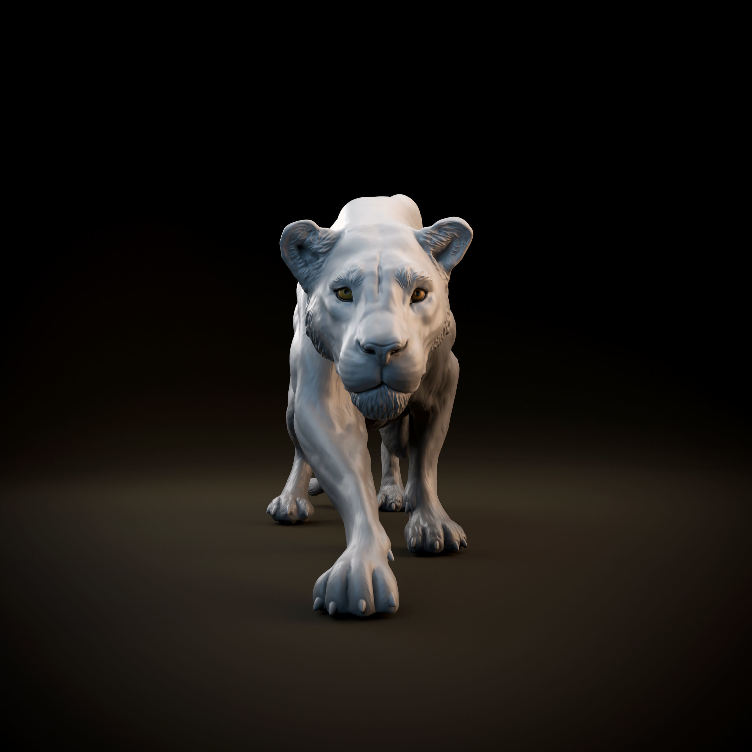 Lioness sneaking intended for 3D printing - pre supported 3D print model_8