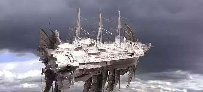 Airship Sci-Fi design White