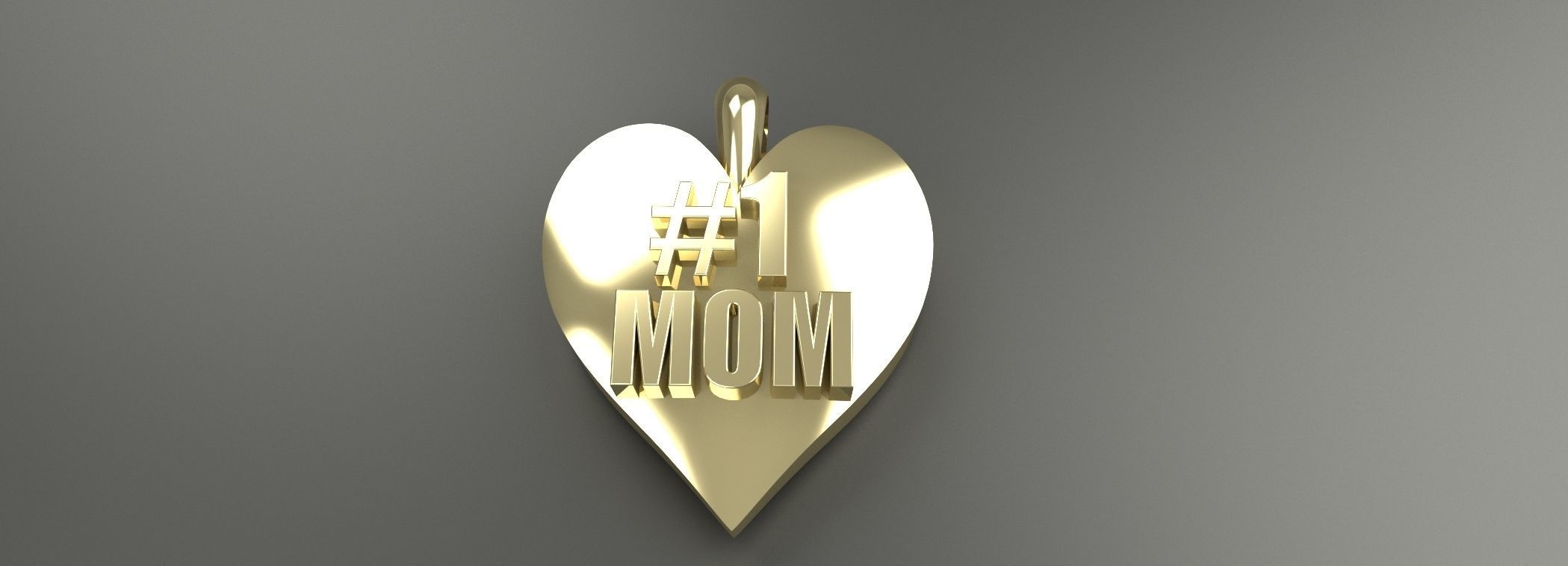 Number 1 Mom Heart Pendant Gold Silver Mothers Jewelry 3D print model