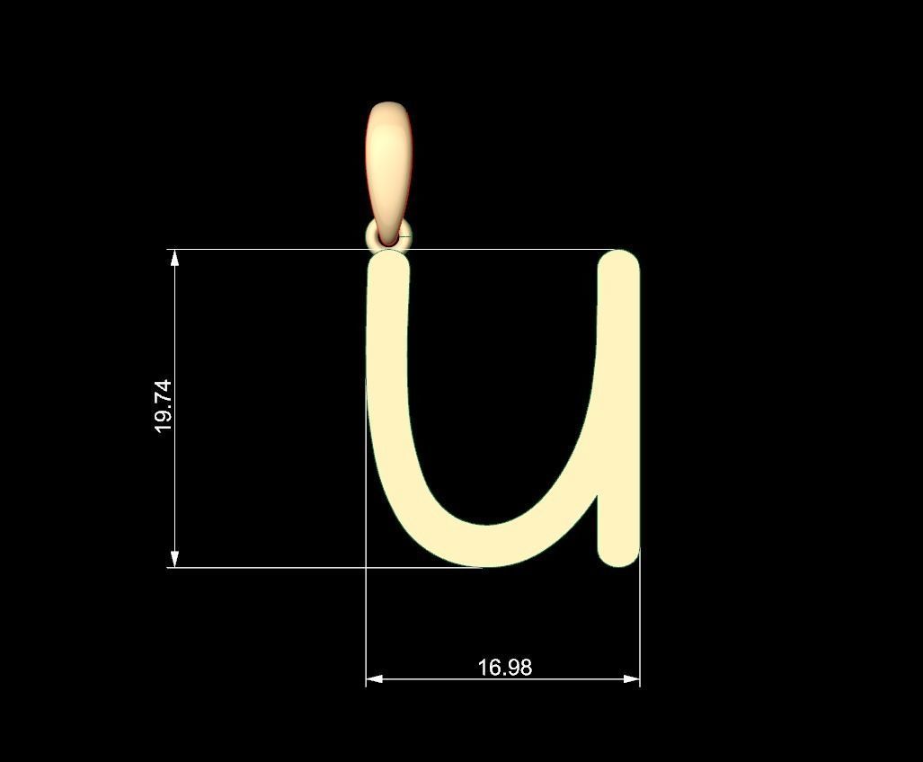 Initial Letters Pendant CALDERDALE U 3D print model_4