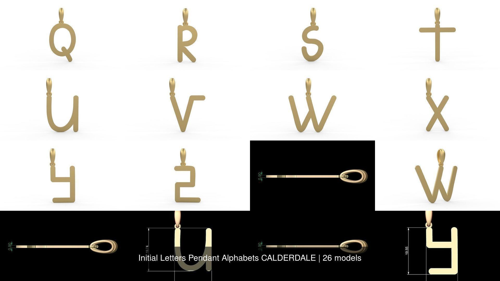Initial Letters Pendant Alphabets CALDERDALE 3D Model Collection_2