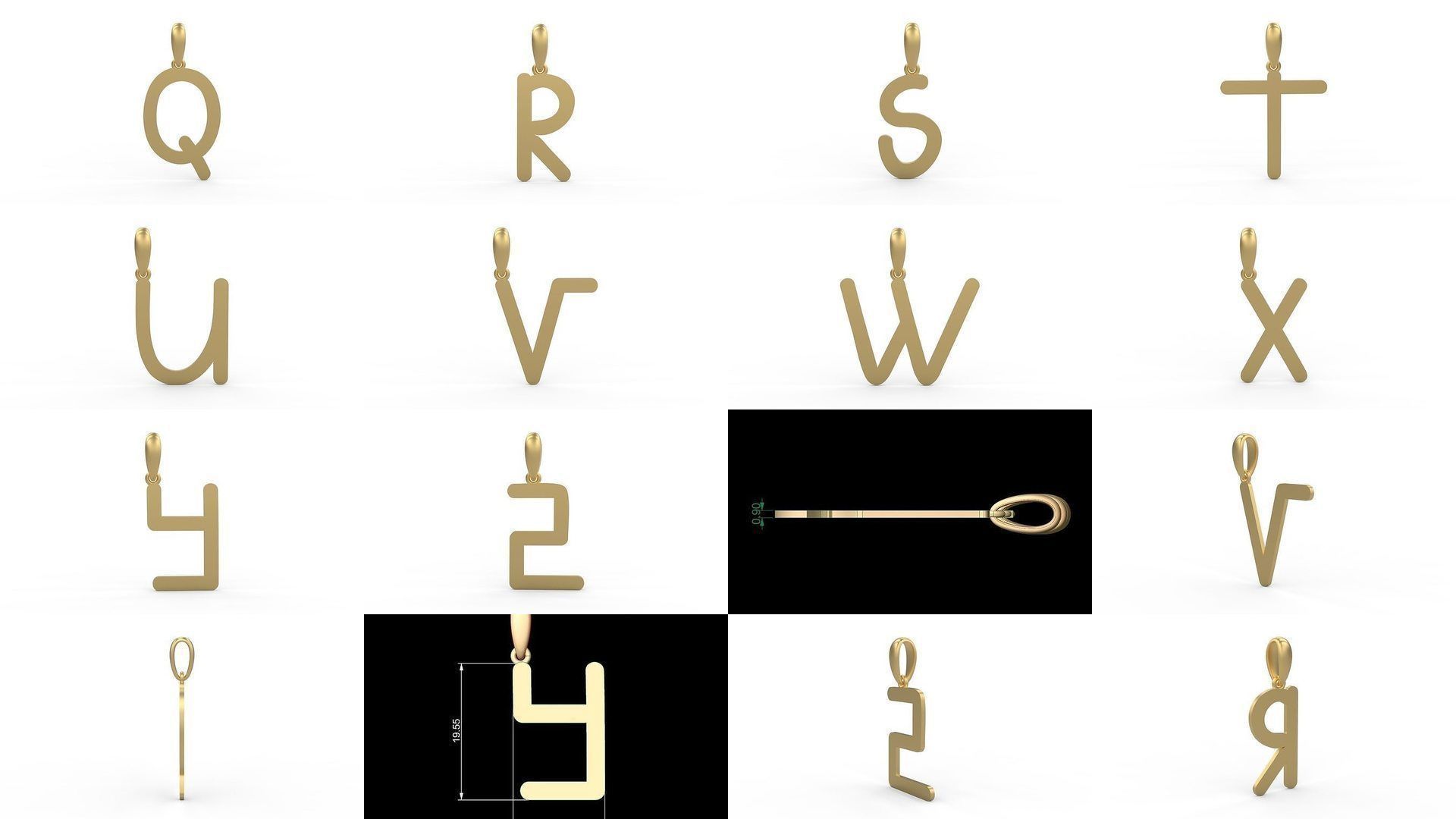 Initial Letters Pendant Alphabets CALDERDALE 3D Model Collection_1