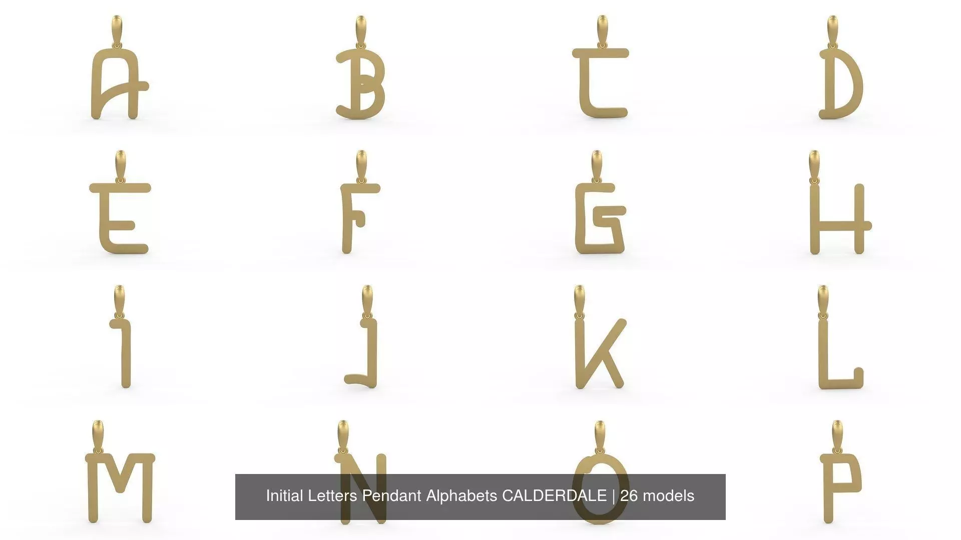Initial Letters Pendant Alphabets CALDERDALE 3D Model Collection_0