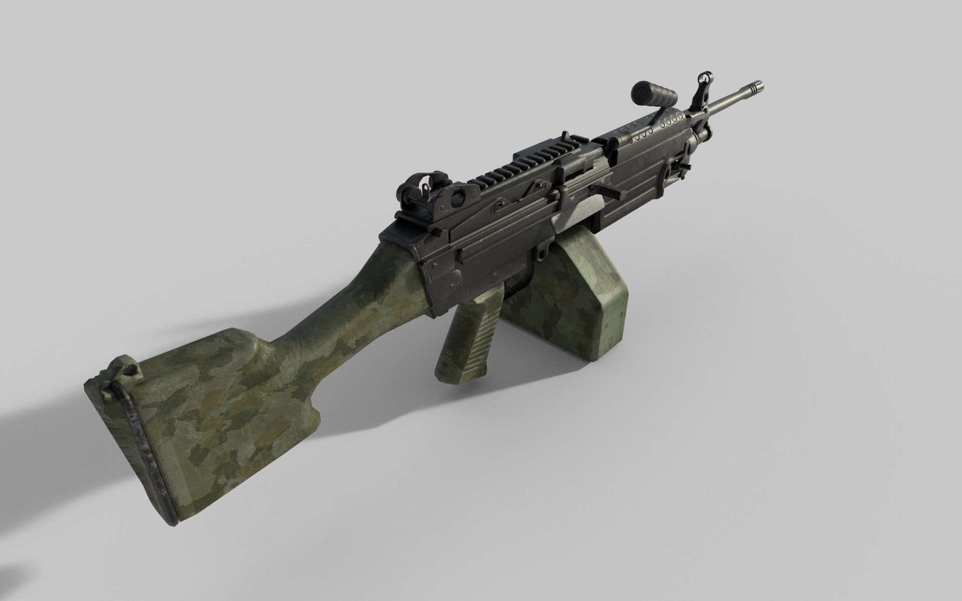 M249 Machine gun low poly  Low-poly 3D model_4
