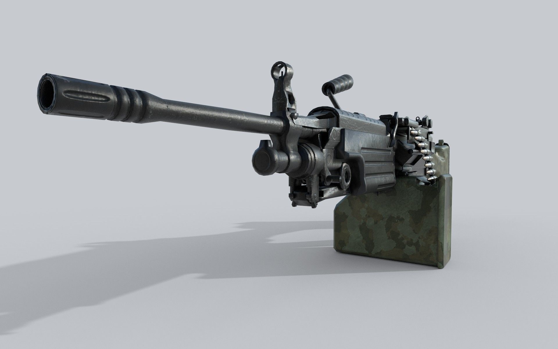 M249 Machine gun low poly  Low-poly 3D model_6