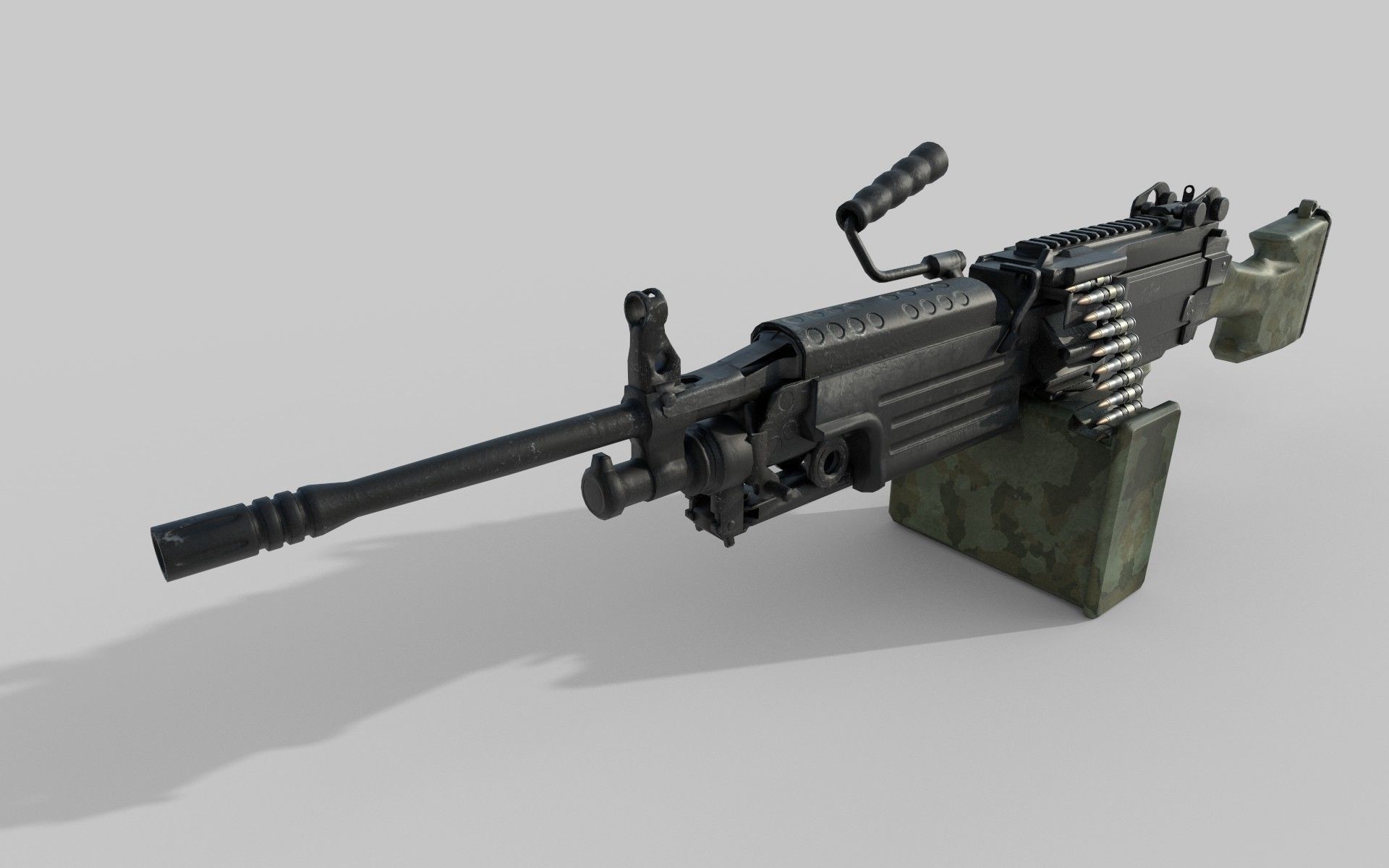 M249 Machine gun low poly  Low-poly 3D model_2