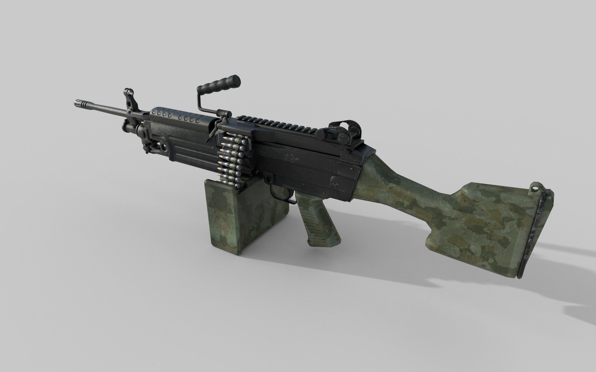 M249 Machine gun low poly  Low-poly 3D model_1