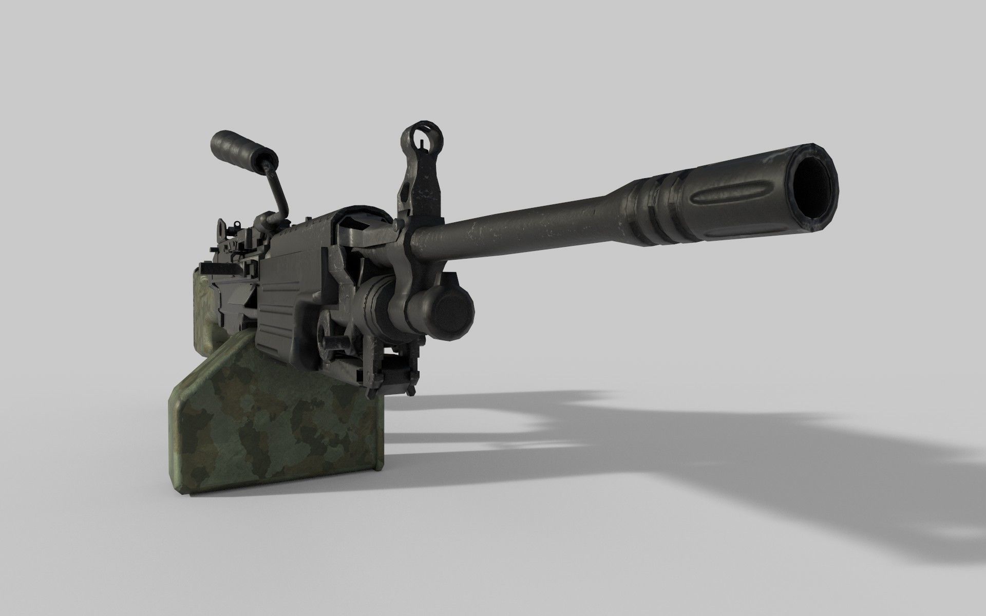 M249 Machine gun low poly  Low-poly 3D model_3