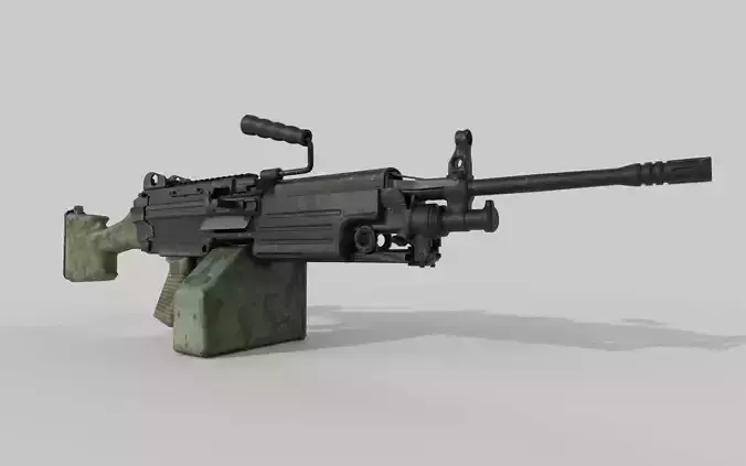 M249 Machine gun low poly  Low-poly 3D model