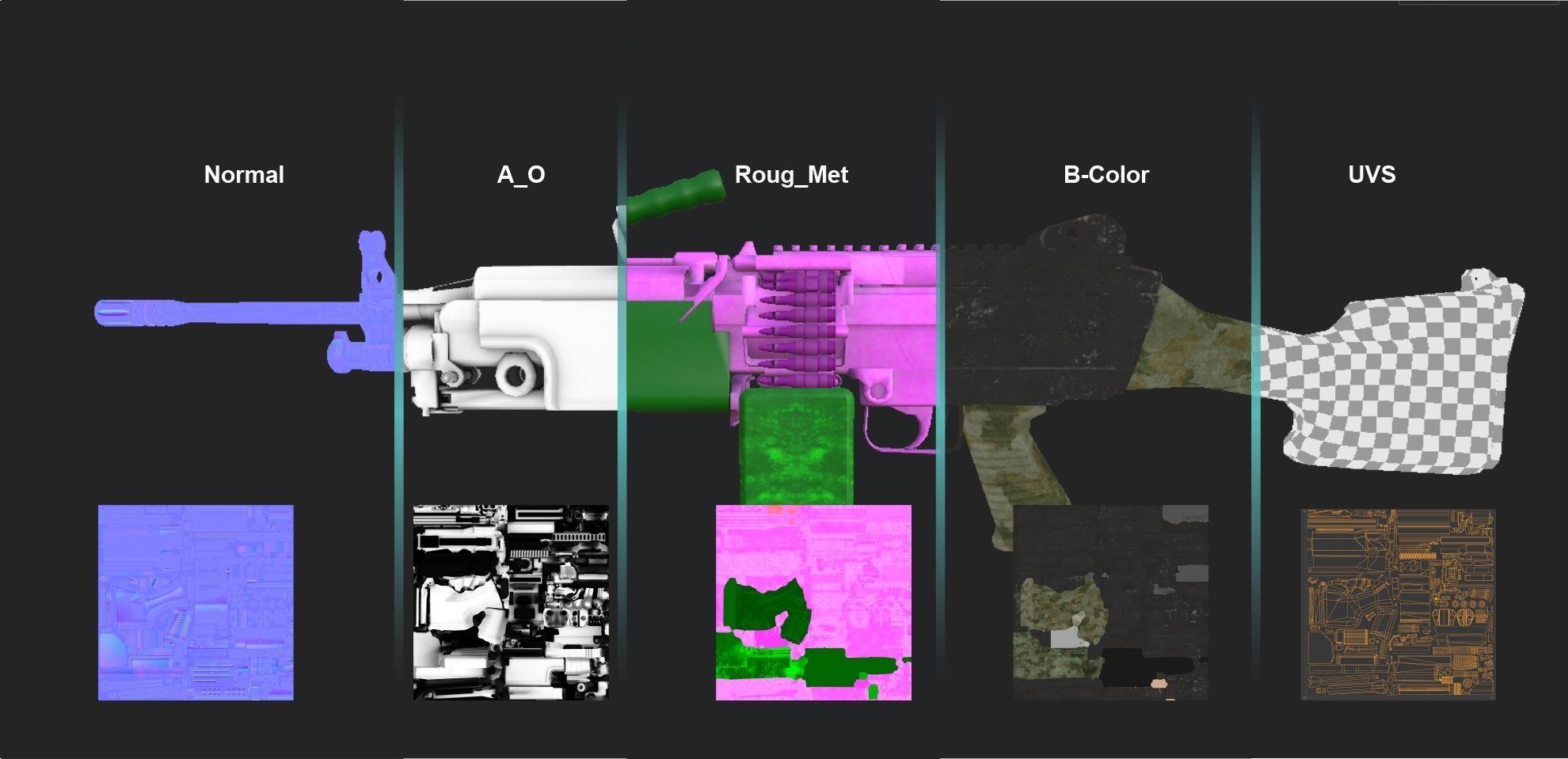 M249 Machine gun low poly  Low-poly 3D model_8