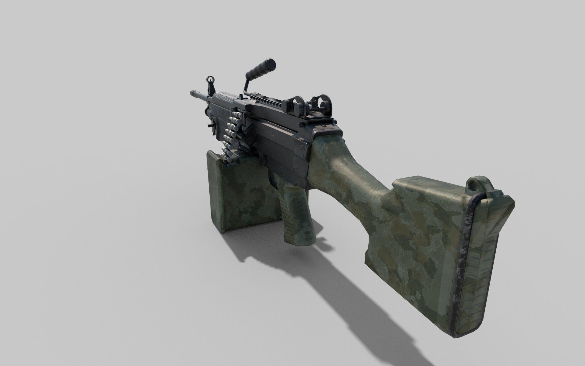M249 Machine gun low poly  Low-poly 3D model_5