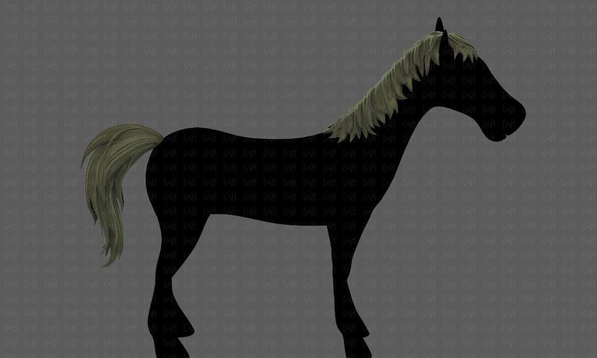 Horse mane and tail V01 Low-poly 3D model_3