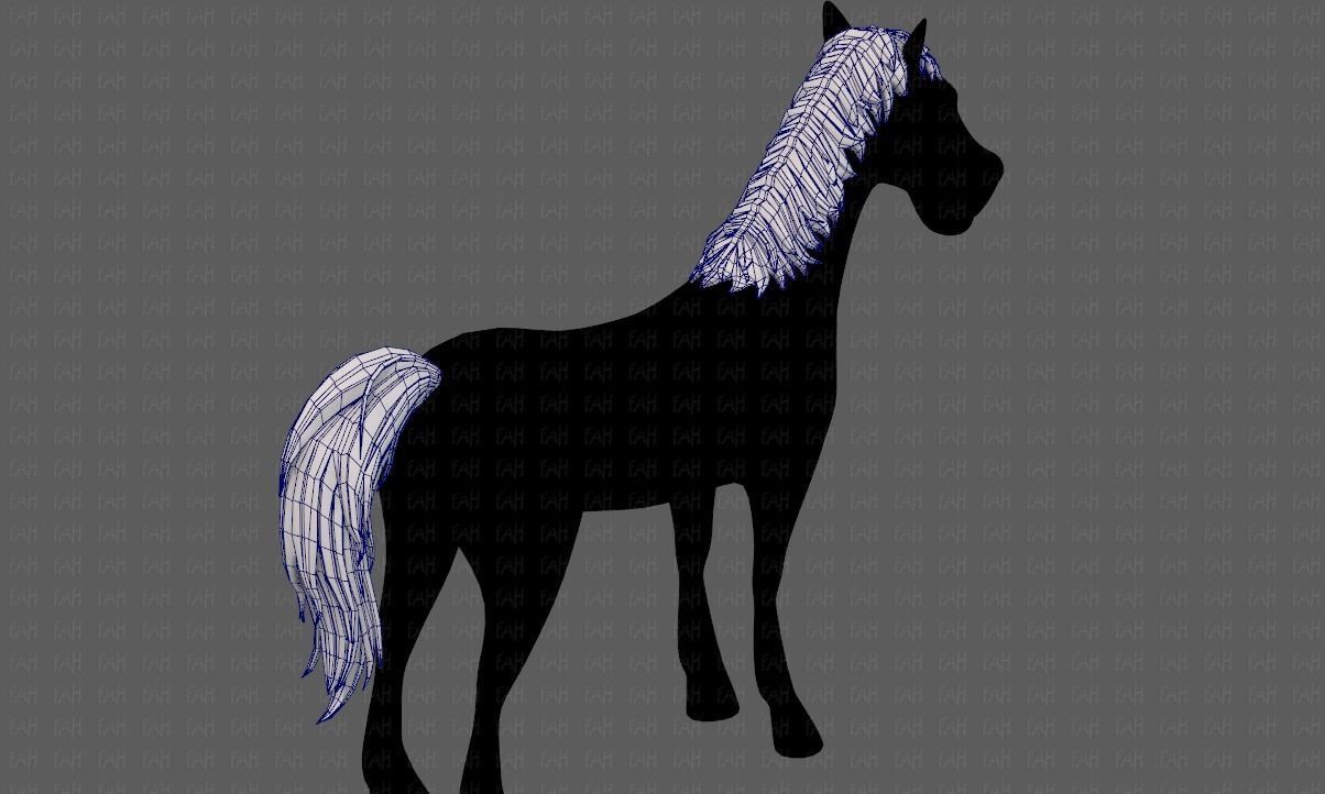 Horse mane and tail V01 Low-poly 3D model_28