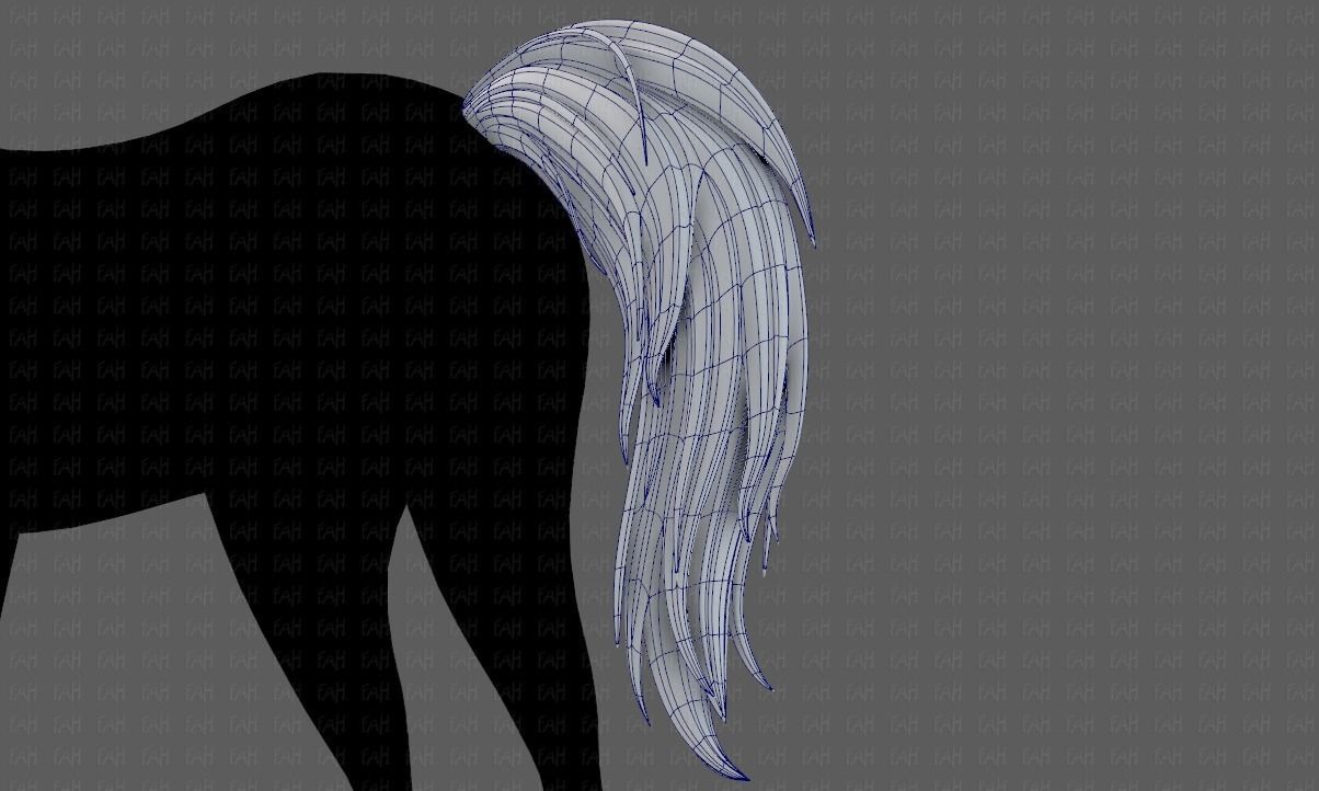 Horse mane and tail V01 Low-poly 3D model_42
