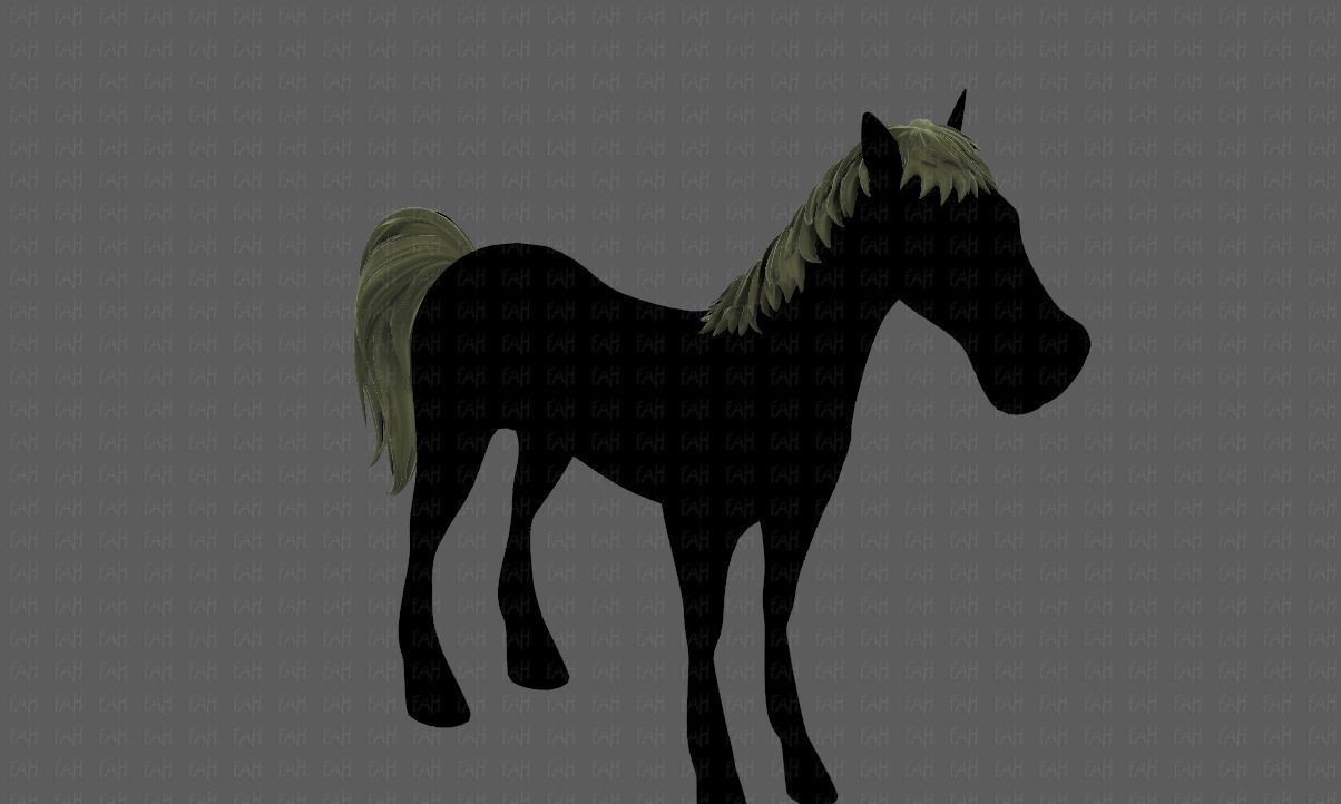 Horse mane and tail V01 Low-poly 3D model_2