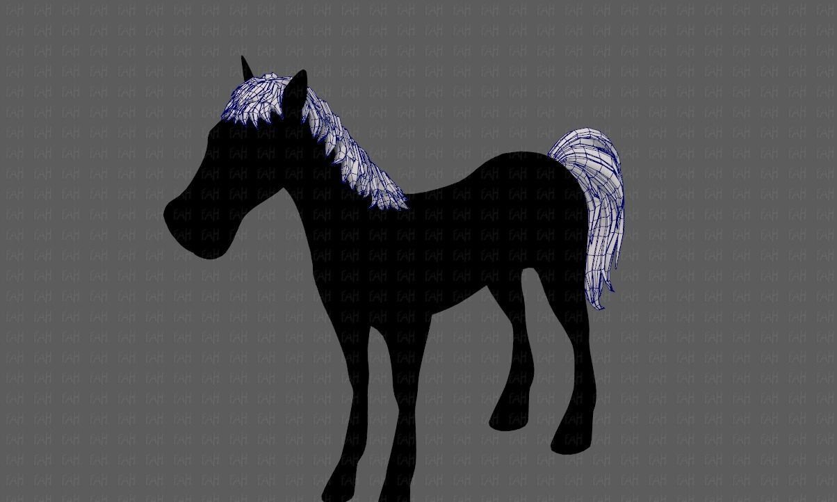 Horse mane and tail V01 Low-poly 3D model_32