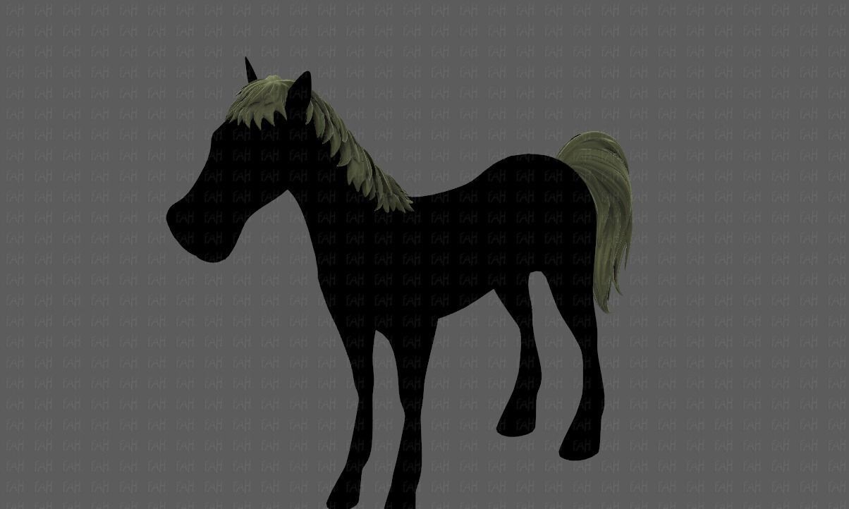 Horse mane and tail V01 Low-poly 3D model_8