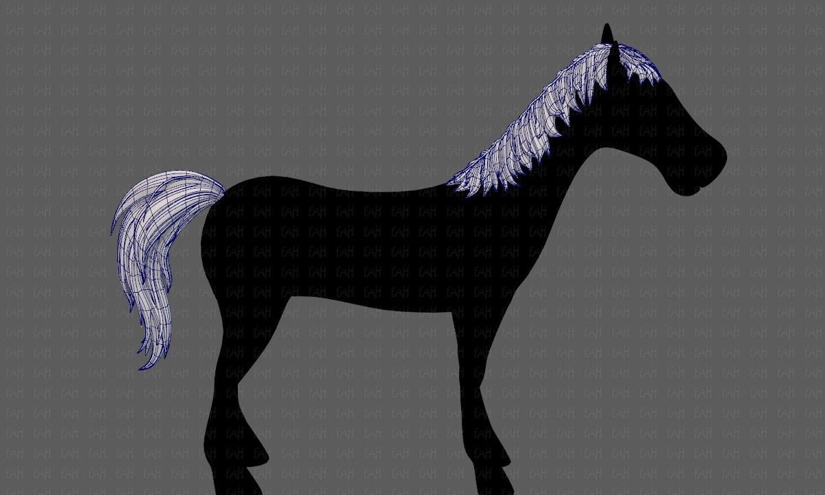 Horse mane and tail V01 Low-poly 3D model_11