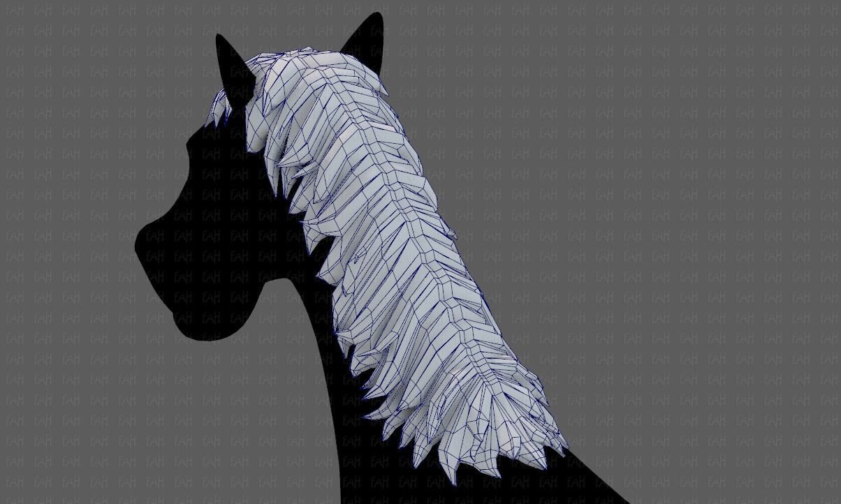 Horse mane and tail V01 Low-poly 3D model_40
