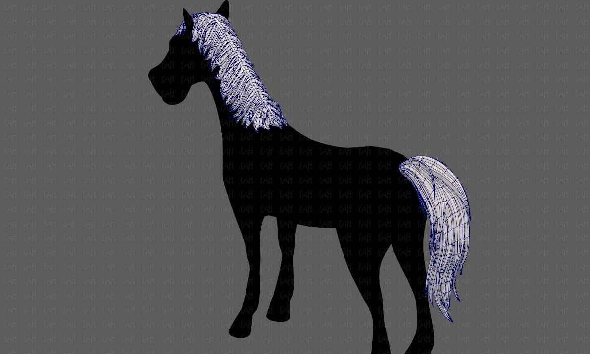 Horse mane and tail V01 Low-poly 3D model_14