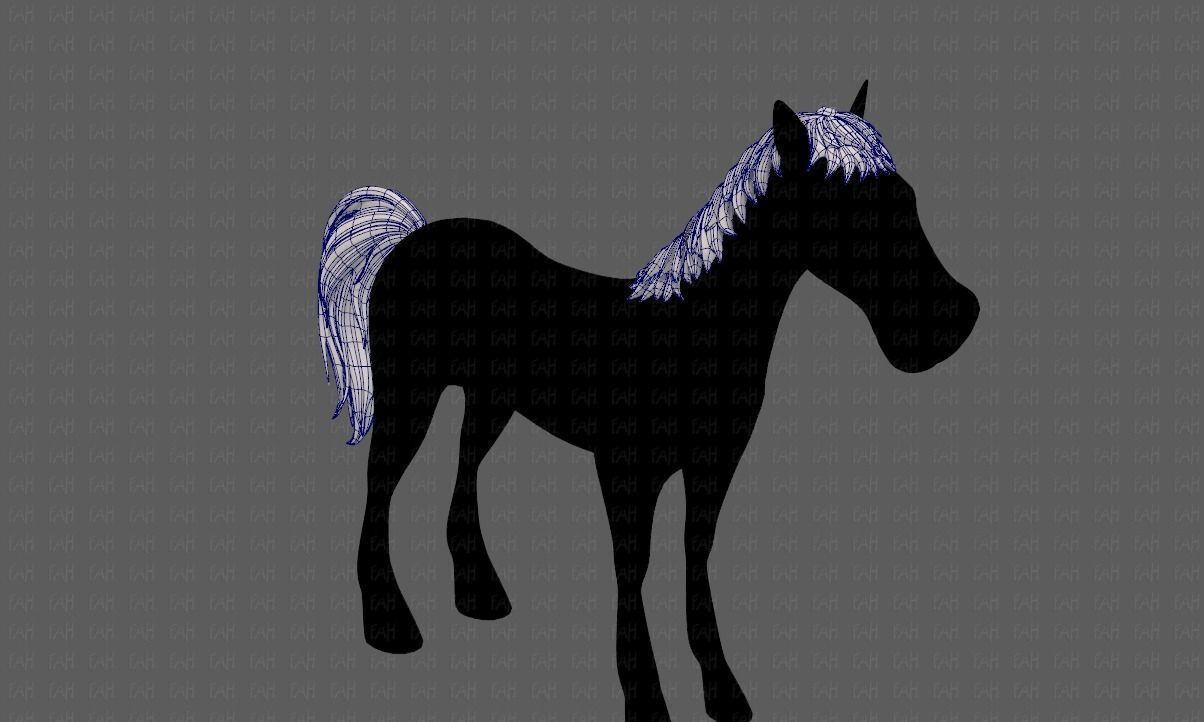 Horse mane and tail V01 Low-poly 3D model_9