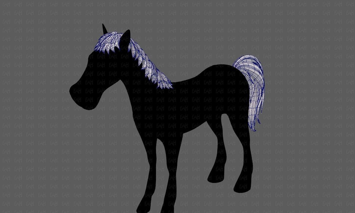 Horse mane and tail V01 Low-poly 3D model_16