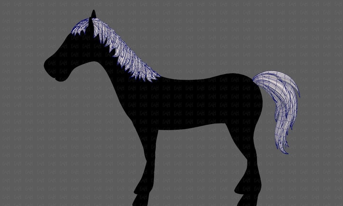 Horse mane and tail V01 Low-poly 3D model_15