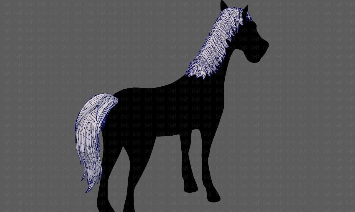 Horse mane and tail V01 Low-poly 3D model_12