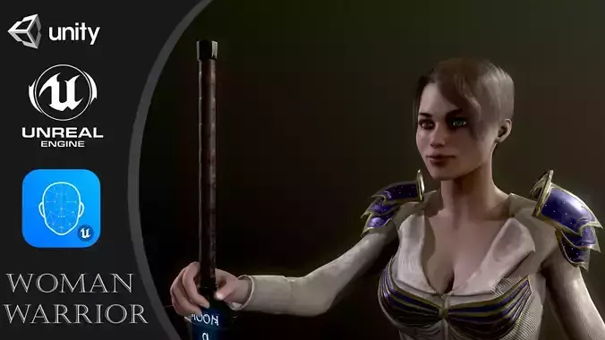 Woman Warrior  Low-poly 3D model