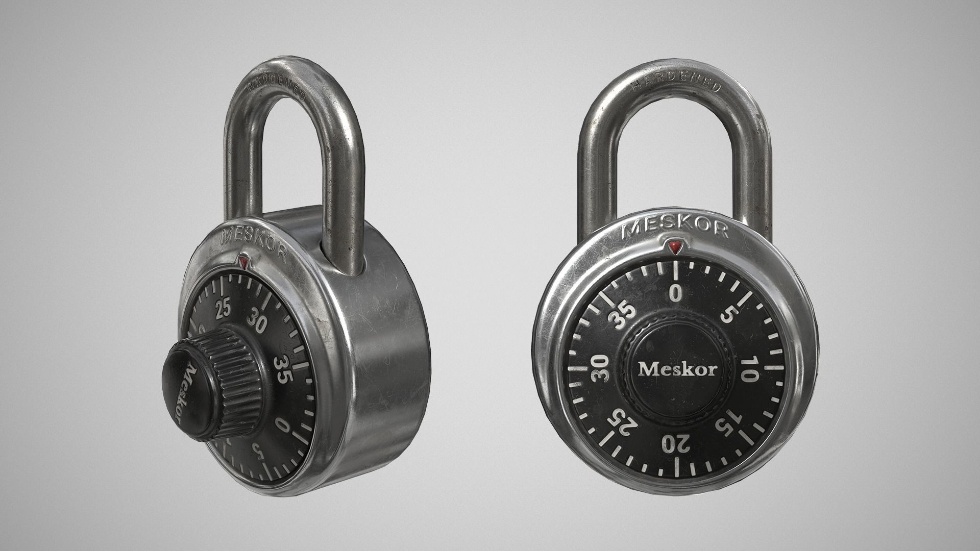 Dial Combination Padlock Low-poly 3D model_4
