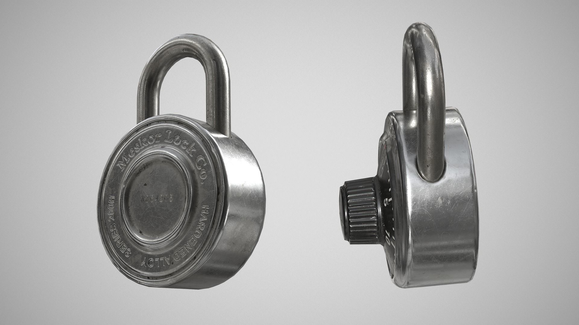 Dial Combination Padlock Low-poly 3D model_3