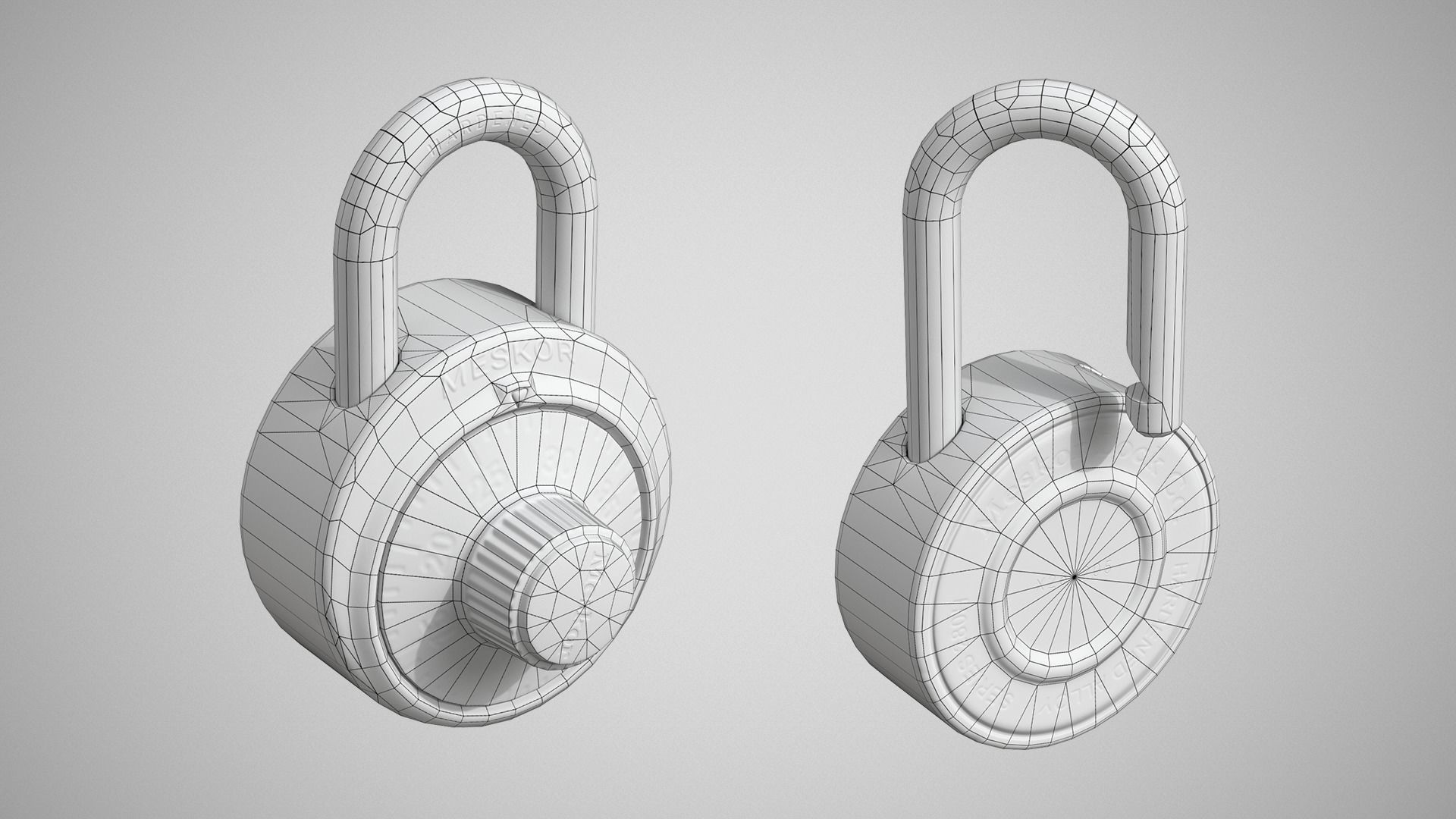 Dial Combination Padlock Low-poly 3D model_1