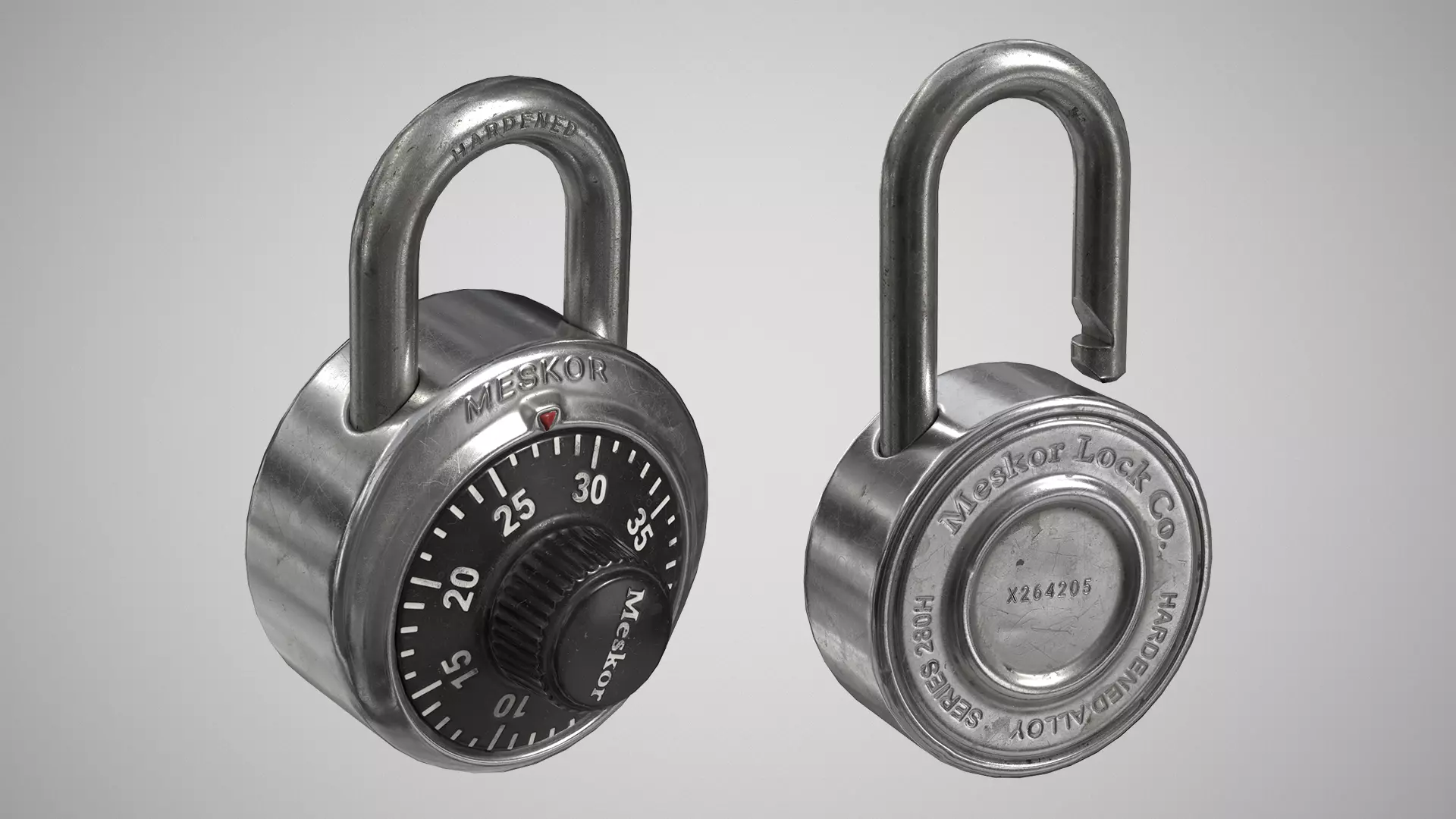 Dial Combination Padlock Low-poly 3D model_0