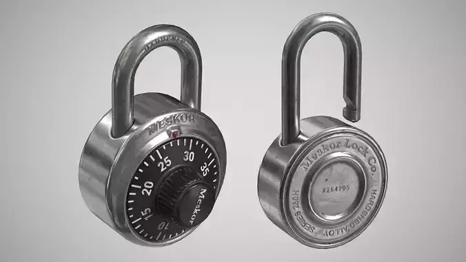 Dial Combination Padlock Low-poly 3D model