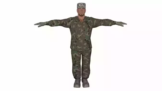 soldier with hand-to-hand combat animation Low poly PBR  Low-poly 3D model