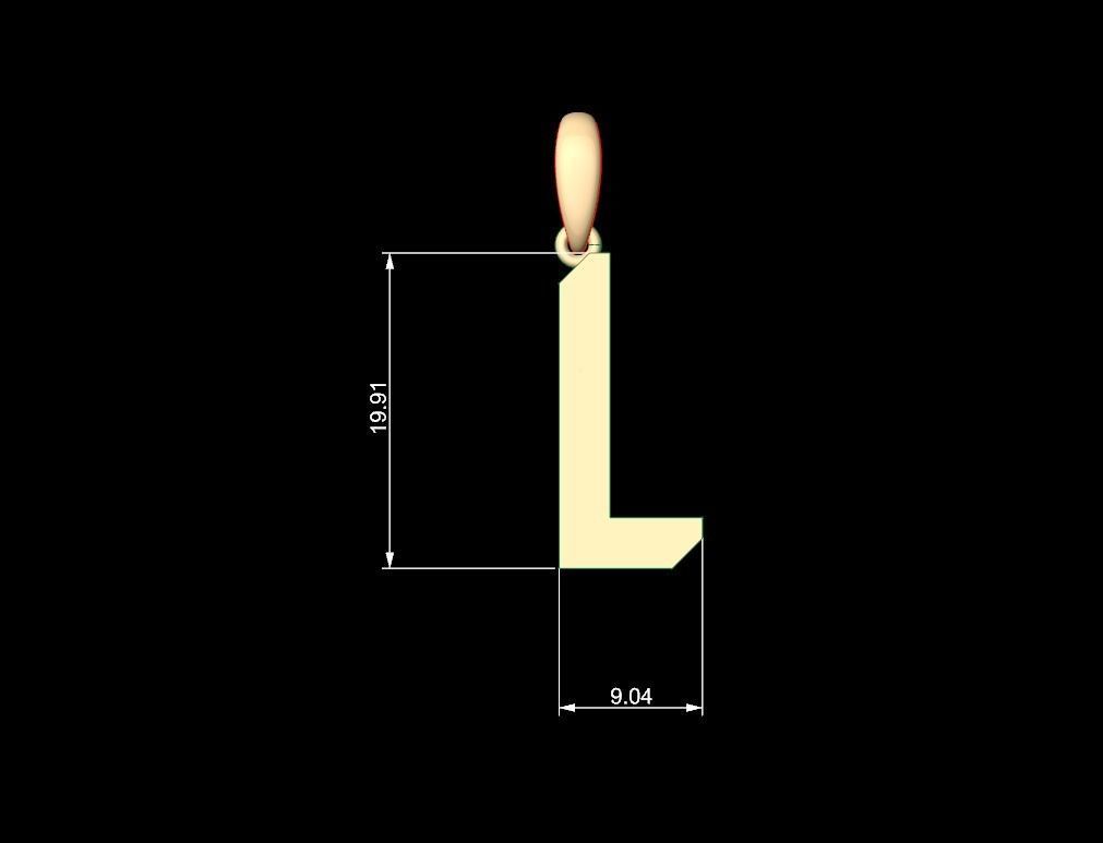 Initial Letters Pendant Theroar L 3D print model_5